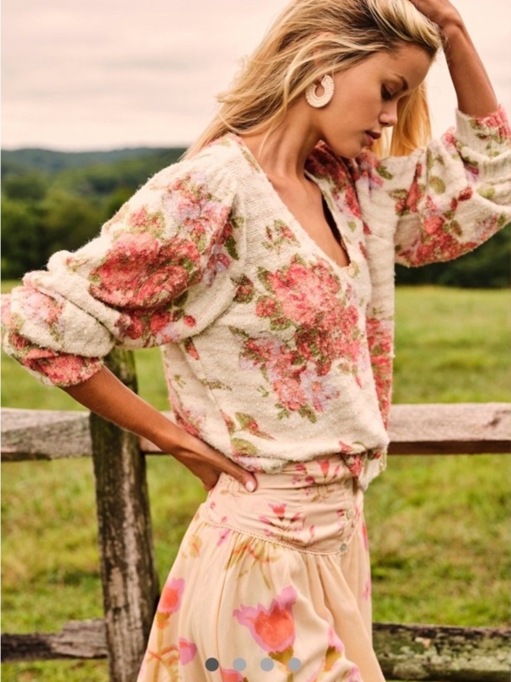 Free People Bed of Roses Sweater cotton blend